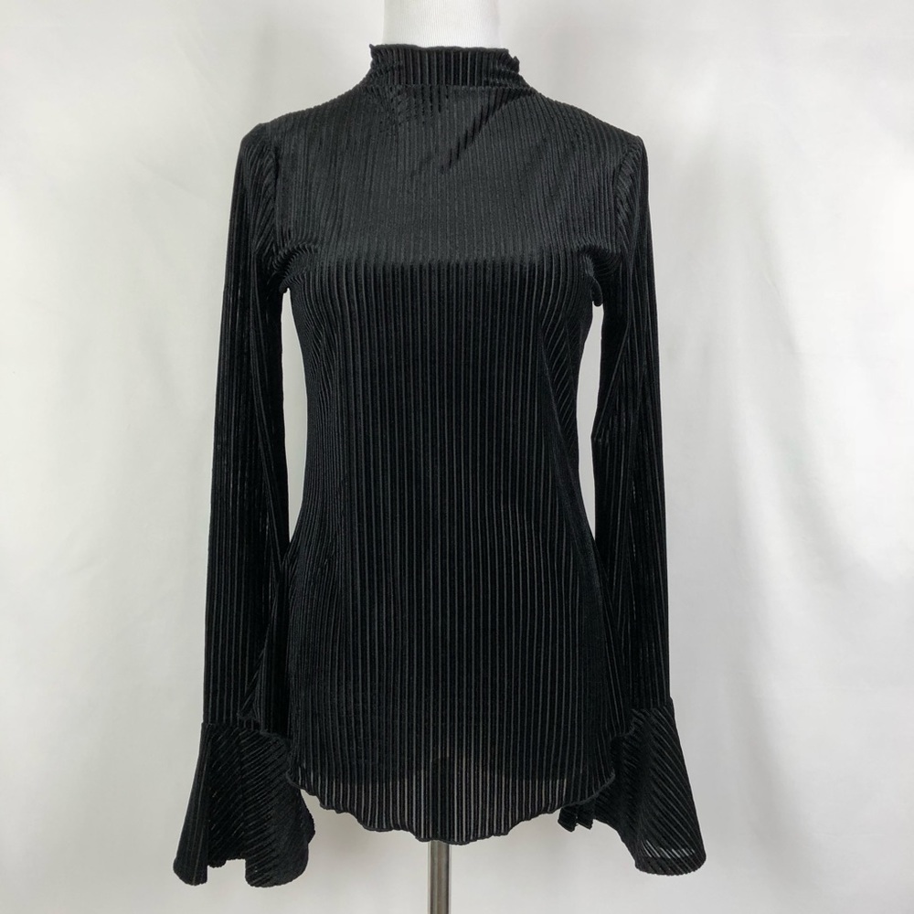 NWT. Velvety black top with bell sleeves